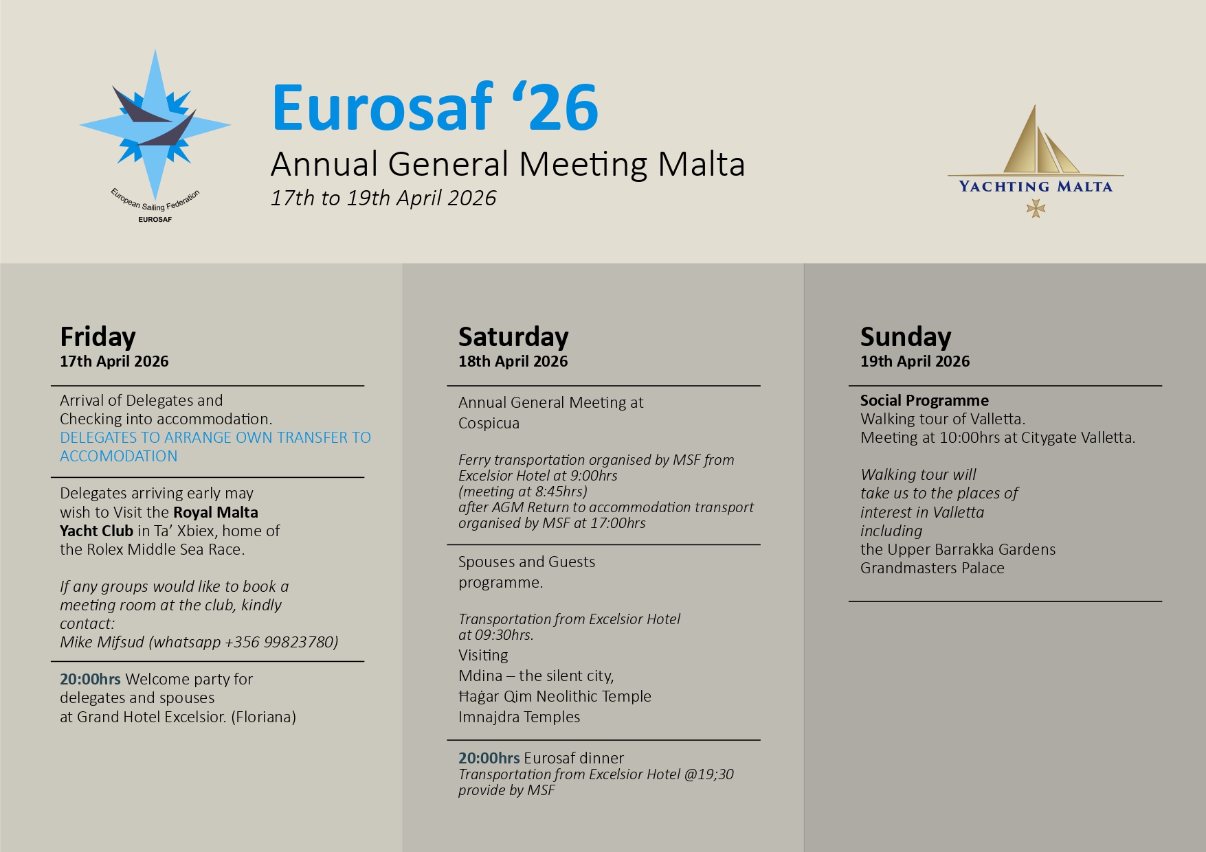 EUROSAF 2026 AGM Programme